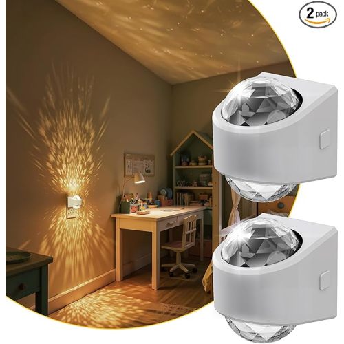 L LOHAS LED Projector Night Light, 2Pack Night Lights Plug into Wall with Dusk to Dawn Sensor,3000K Soft White Projector Nightlight for Kids Playroom Home Theater Party
