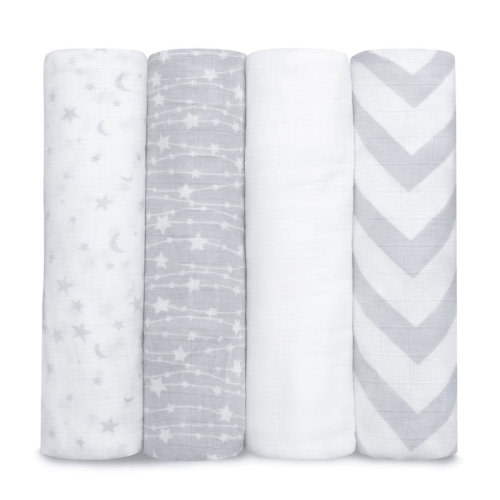 Comfy Cubs Muslin Swaddle Blankets (Pack of 4) - 47” x 47”, Soft Cotton, Large Swaddling Wrap & Reviews | Wayfair