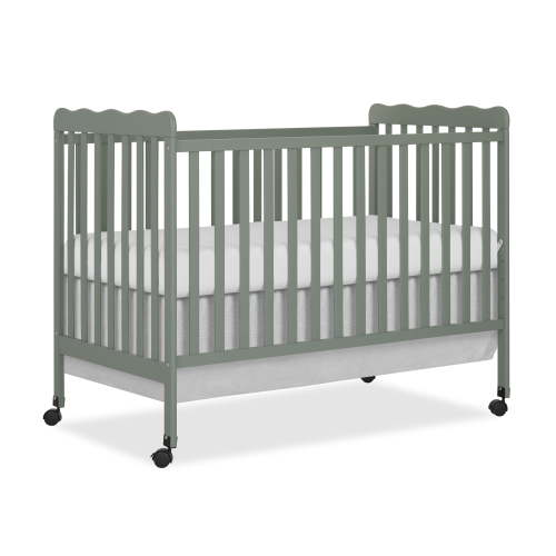 Dream On Me Carson Classic 3-in-1 Portable Crib in Meadow Green, Removable Wheels, Converts from Baby Crib to Toddler Bed, Day Bed and Kids Sofa, Three Adjustable Mattress Height Positions