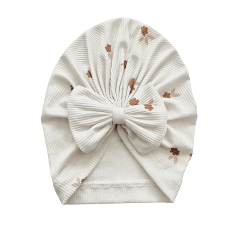 Fleur Ribbed Bow Turban Baby Hat