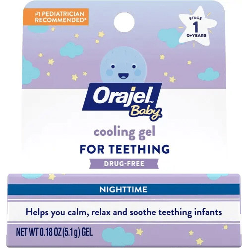 Orajel Baby Nighttime Cooling Gel for Teething, Drug-Free, #1 Pediatrician Recommended Brand for Teething*, One .18oz Tube