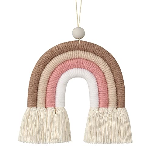 BOHO GARDEN Macrame Bohemian Rainbow Charm - Essential Oil Diffuser for Cars, Baby Nursery, Children’s Bedroom & Home Decor - Colorful Decorative Hanging Air Freshener & Accessories - 3.5x4 - Sienna