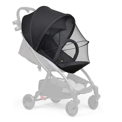 Beberoad Love Universal Stroller Sun Shade & Mosquito Net – 2-in-1 Baby Stroller Cover with UV Protection & 2-Way Zipper for Infant Carriages, Prams, and Travel Strollers (Black)