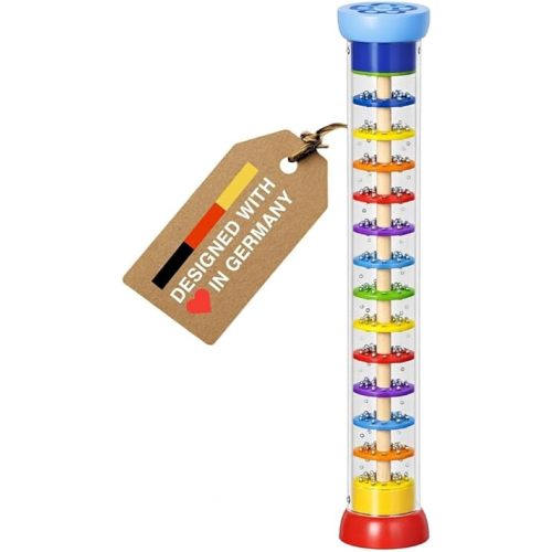 Goki Wooden Rain Stick Musical Instrument I Montessori Rainmaker Toy for Toddlers 1-3 - Sensory Baby Rattle & Auditory Development Toy for Boys & Girls - Wooden Rainstick
