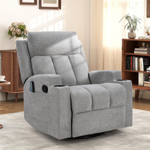 Red Barrel Studio® 33" Wide Massage Swivel Glider Recliner with Heat Function & Cup Holders & Reviews | Wayfair