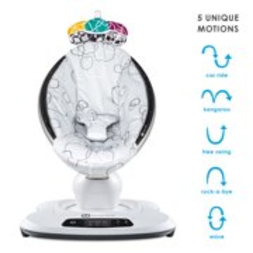 4moms mamaRoo 4 Baby Swing | Bluetooth Baby Rocker with 5 Unique Motions | Soft, Plush Fabric | Silver Plush