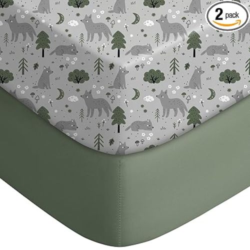 Yoofoss Baby Crib Sheets for Boys Girls, Fitted Crib Sheet 2 Pack for Standard Crib and Toddler Mattress, Super Soft Microfiber Baby Sheet 28x52x8in(Fox)