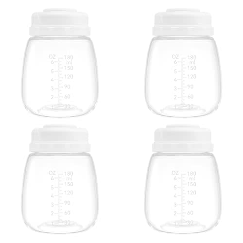 Gotocut Breast Milk Collection and Storage Bottles, 6oz/180ml, Compatible with Spectra S1 S2 9 Plus, Motif Luna, and Most Wide-Mouth Flanges, Work with Spectra Bottles for Pumping, 4 Pack