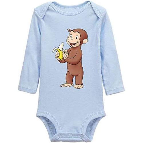 Baby Long Sleeve Bodysuit Curious Monkey Eat Banana Vintage Funny One Piece