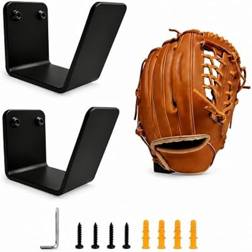 2 Pack Baseball Glove Wall Mount Holder: Invisible Floating Design to Preserve Glove Shape Complete Hardware Kit Baseball Glove Shelf Holder for Bedroom/Man Cave Base-ball Players
