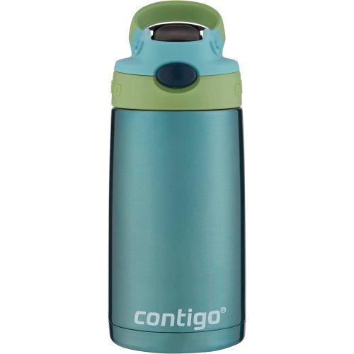 Contigo Kids Stainless Steel Water Bottle with Redesigned AUTOSPOUT Straw, 13oz, Green and Blue, Easy Clean, BPA Free