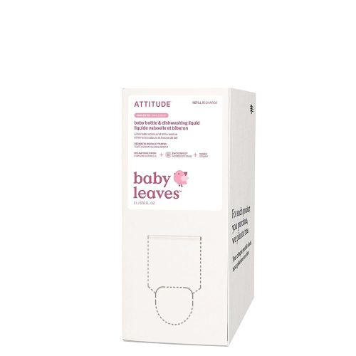 ATTITUDE Baby Bottle Cleaner, EWG Verified Dishwashing Liquid, No Added Dyes or Fragrances, Tough on Milk Residue and Grease, Vegan, Vegan, Unscented, Bulk Refill, 67.6 Fl Oz