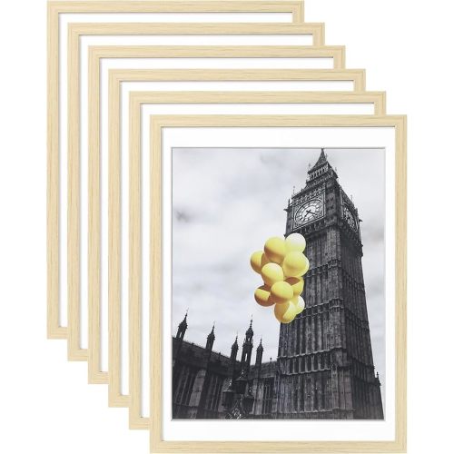 Picture Frame, Set of 6 12x16 Natural Wood, Poster Frame with Plexiglass, Tabletop & Wall Mount, Ideal Gift for Any Occasion