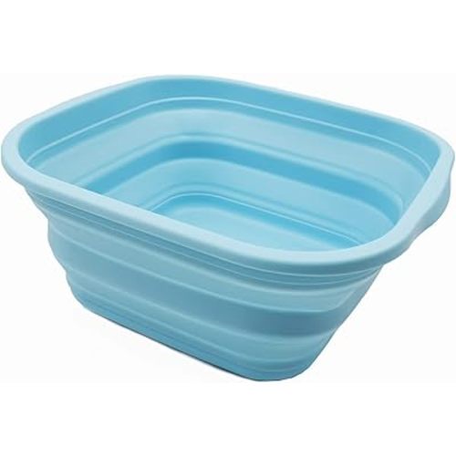 SAMMART 5.5L (1.4 Gallons) Collapsible Tub - Foldable Dish Tub - Portable Washing Basin - Space Saving Plastic Washtub (Sea Angel, 1)