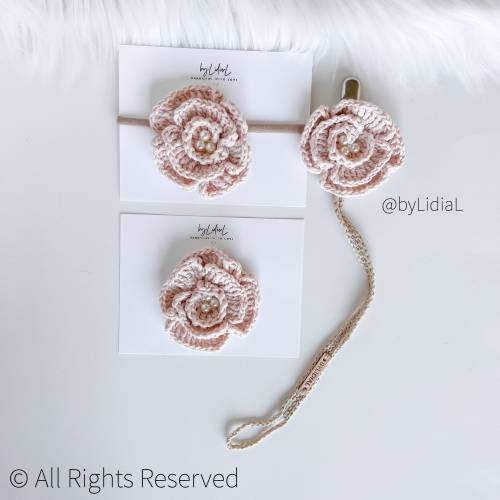 Crochet Flower Pacifier Clip Headband Hair Clip Baby Hair Accessories Baby Shower Gift Idea