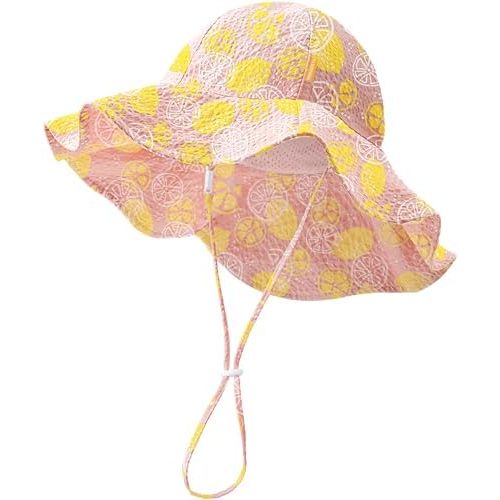 HONGTEYA Baby Sun Hat Toddler Girl Beach Hat Adjustable Outdoor Summer Hat UPF 50+ Sun Protection Wide Brim Infant Kids