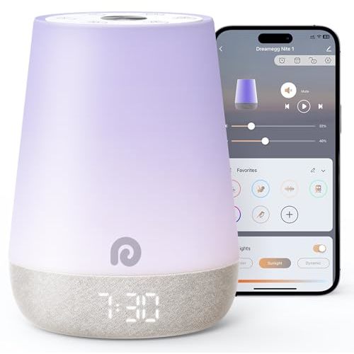 Dreamegg Nite 1 - Baby Sound Machine, Sleep Trainer, Night Light for Kids, Ok to Wake Alarm Clock, 34 Soothing Sounds, App Control, White Noise Sound Machine for Baby Kids Toddler Nursery(Joyous Bird)