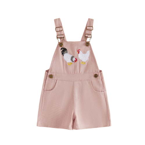 BemeyourBBs Toddler Baby Boy Girl Chicken Bib Overalls Shorts Kids Chick Rooster Embroidered Sleeveless Romper Jumpsuit with Adjustble Shoulder Strap Pockets Bbay Sprimg Summer Fall Clothes