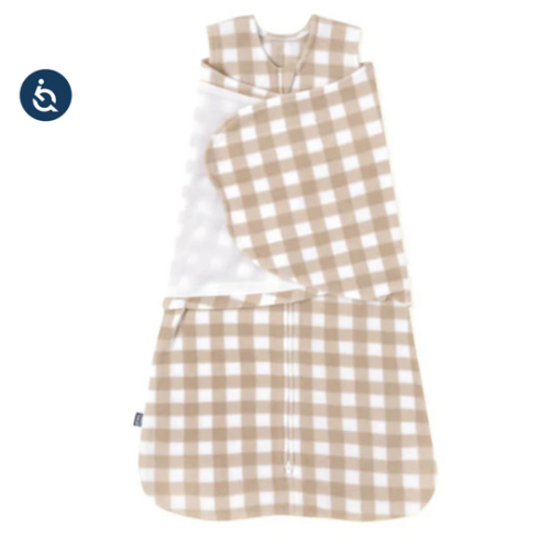 Tan Gingham Micro-Fleece Swaddle Newborn | HALO