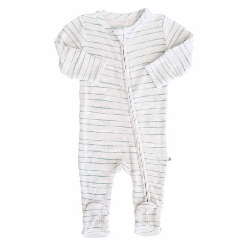 Sage's Stripes Bamboo Waffle Zipper Footie