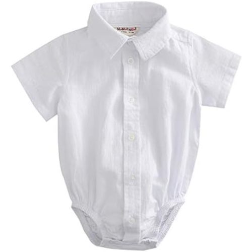 MOMOLAND Infant Baby Boys Woven Button Up Bodysuit Shirt
