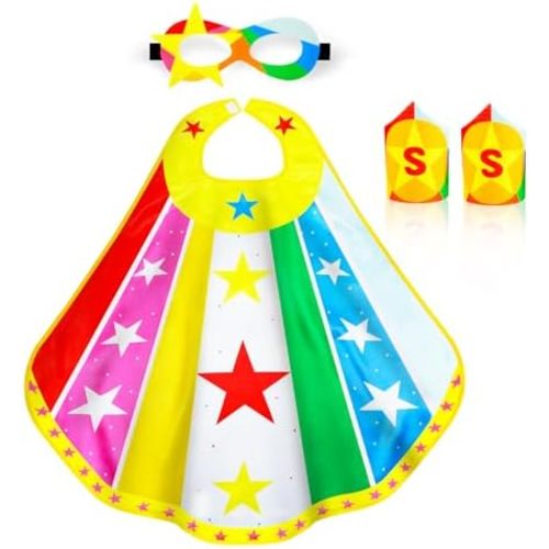 iROLEWIN Superhero-Capes for Kids Super Hero Costumes Girls-Boys Toddler Dress Up Clothes as Party-Toys Gifts Mask Bracelet