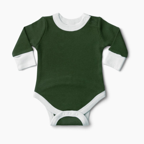 Goumi Kids Thermal Organic Long-Sleeve Bodysuit - Pine, 0-3m