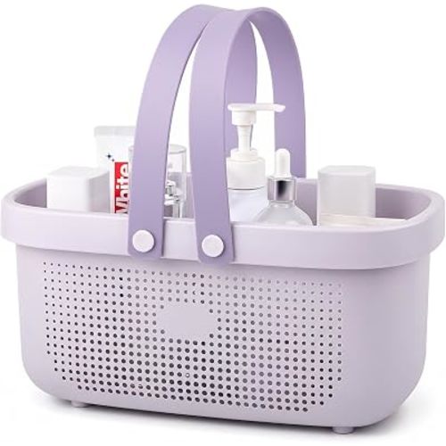Portable Shower Caddy Basket with Handles Plastic Storage Basket ‌Purple
