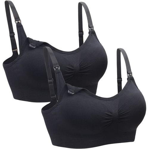 Suekaphin 2PACK Nursing Maternity Bra for Pregnancy Women Breastfeeding Comfortable Sleeping with Extenders