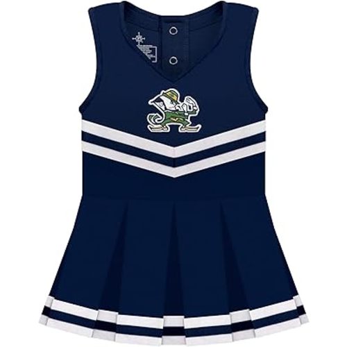 Amazon.com: College Baby NCAA Officially Licensed Cheerleader Bodysuit Dress - Embroidered Notre Dame Fighting Irish Leprechaun Logo - Navy - 3-6 Months : Sports & Outdoors