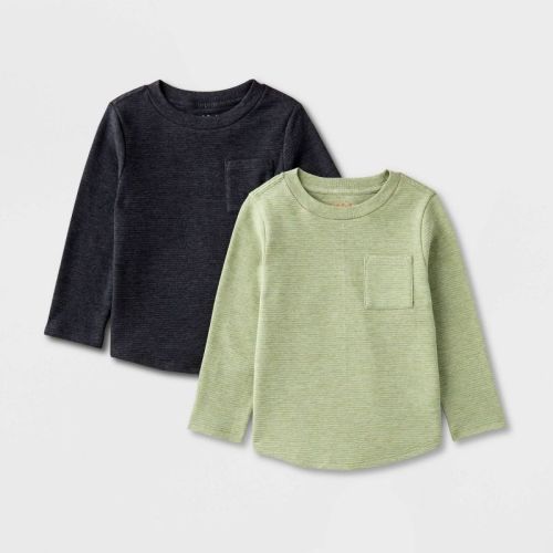 Toddler Boys' 2pk Long Sleeve T-Shirt - Cat & Jack™ Charcoal Gray/Olive Green, Size: 4T