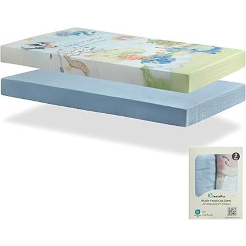 Crib Sheets 2 Pack, 100% Cotton Fitted Crib Sheets for Baby Boys & Girls, Soft Breathable Baby Crib Sheet, Snug Fit for 52 x 28 Mattress (3–8"), Nursery Bedding Set, Royal Explorer’s Tale