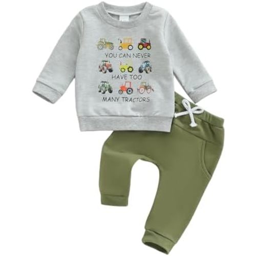 Kupretty Baby Clothes Boy 6 12 18 24 Months 2T 3T Toddler Fall Winter Outfit Animals Pullovers Sweatshirt +Solid Pants Set