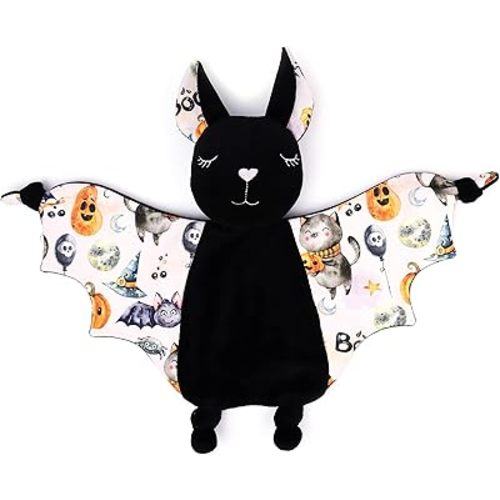 Halloween Baby Plush Bat Security Blanket Lovey Plush First Baby Halloween Baby Shower Gift Gothic (Halloween)