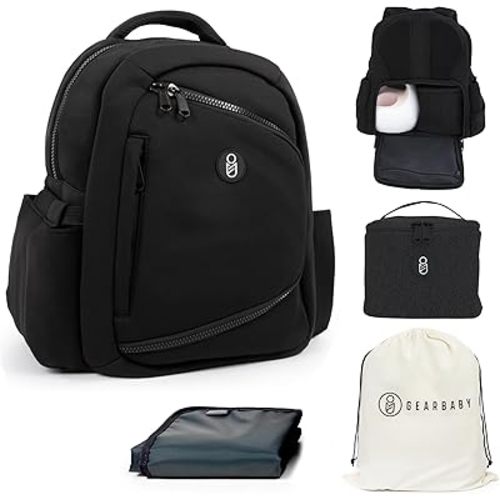 Breast Pump & Diaper bag Compatible with Spectra S1, S2, Medela, Neoprene Wearable Baby Breast Milk cooler Travel Diaper Bag Backpack for Working Mom and Family with Changing Pad (Black)