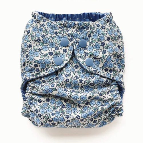 Esembly Recycled Diaper Cover (Outer) + Swim Diaper - Forget-Me-Not, Size 1 (7-17 Lbs)