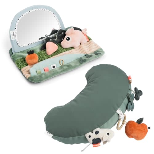 Done by Deer Tummy time Sensory Mirror and Activity Pillow, Tiny Farm