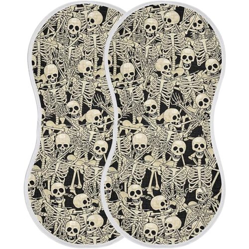 Gothic Skull Skeletons Burp Cloths Baby Boys Girls Absorbent Soft Cotton Burping Cloths Rags 2 Pack