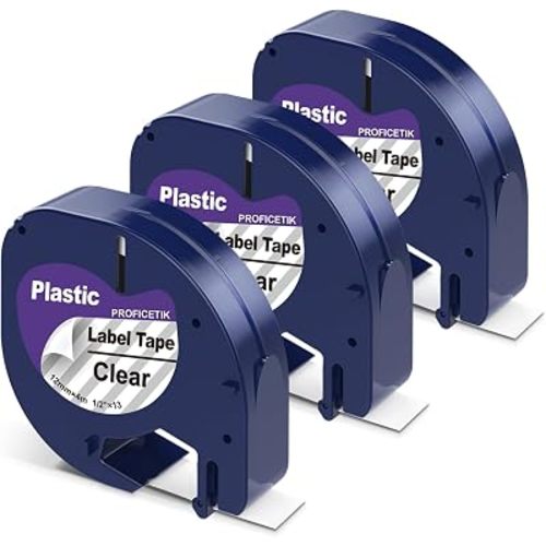 12mm Clear Label Tape Plastic Self-Adhesive for Letratag LT-100H
