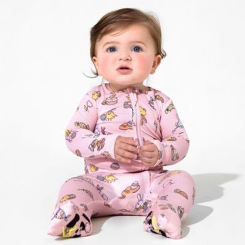 Easter Bunny Pink Bamboo Convertible Footie