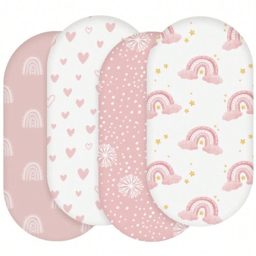 4 Packs Bassinet Sheets, Bassinet Sheets For Baby Boy And Girl, Bassinet Sheet Neutral, Fit For Rectangle, Round, Oval Mattress, Flexible For Different Bassinet Pad/Mattress Love Valentine | SHEIN USA