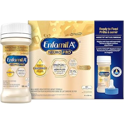 Enfamil A+ NeuroPro, Baby Formula, Ready to Feed Nursettes, with Brain Building DHA and 2'FL for Immune Support, 0+ Months, 6 x 59mL