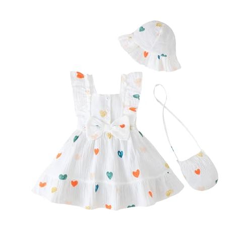 Renotemy Baby Girl Dress Summer Boho Vintage Toddler Baby Girl Clothes 0-3T | Newborn Infant Baby Girl Sleeveless Dresses,Summer Spring Boho Casual Sundress Gifts,Vintage Baby Girl Dresses Outfits