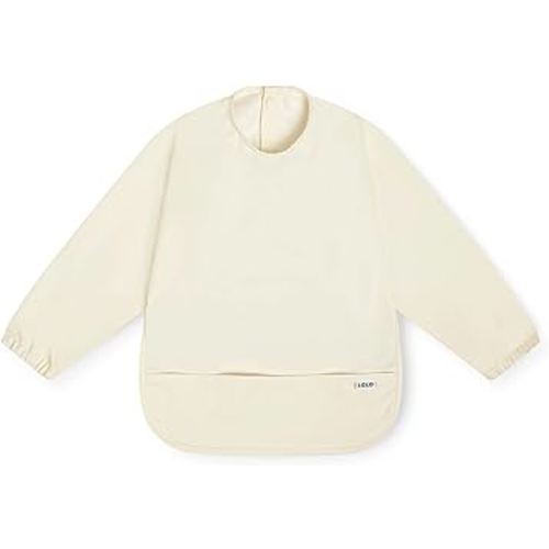 Lalo Smock Bib - Long Sleeve Bib for Infants and Toddlers - Elastic Cuffs, Large Catch-All Pocket, Waterproof Recycled Polyester - Easy to Clean for Mealtime and Art Time - Oatmeal Infant