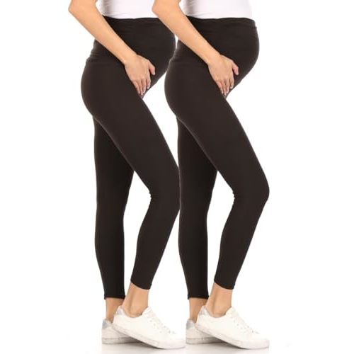 Leggings Depot Women's Maternity Leggings Over The Belly Pregnancy Casual Yoga Tights