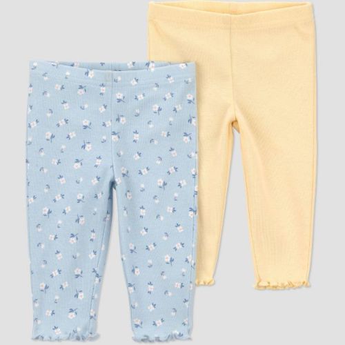 Carter's Just One You® Baby Girls' 2pk Floral Pants - Blue/Yellow 3M