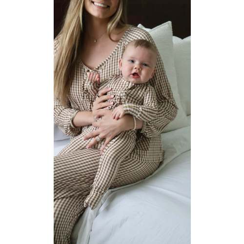 Baby Bamboo Zippered Onesie (Gingham) – Luli & Sage – Bamboo Pajamas for Moms & Littles