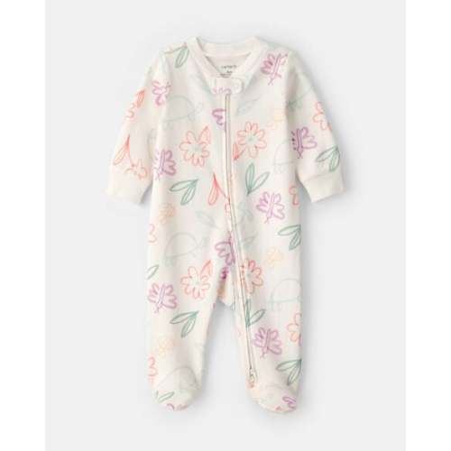Baby Girl Spring Floral 2-Way Zip 100% Cotton Sleep & Play Pajama - Ivory | Carter's