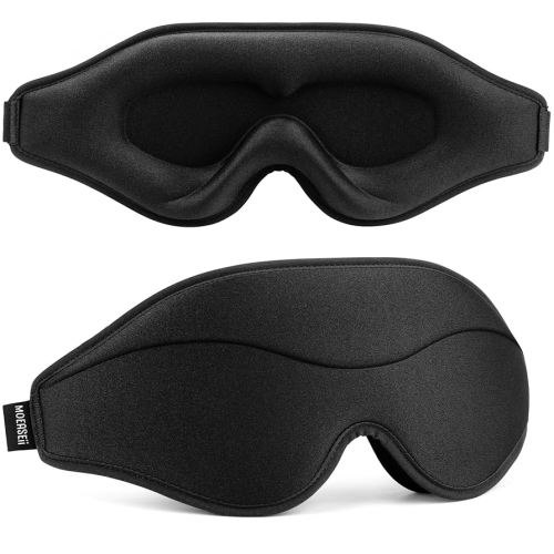 Sleep Mask - Total Blackout 3D Sleeping Mask, Super Lightweight & Silky Soft Eye Mask for Sleeping, Fully Adjustable Fit for Home, Office, Traveling, Meditation, Yoga, Black