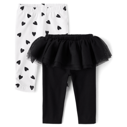 Baby Girls Heart Tutu Leggings 2-Pack - White